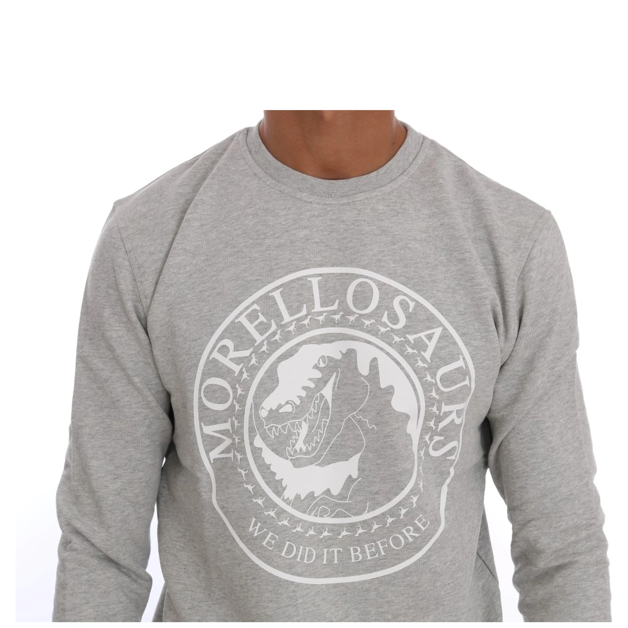 Gray Cotton Crewneck Pullover Sweater