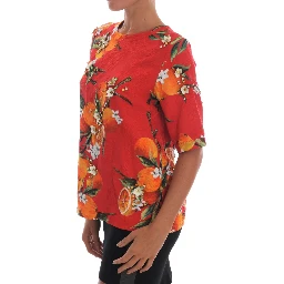 Orange Print Crystal-Embellished Blouse