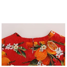 Orange Print Crystal-Embellished Blouse