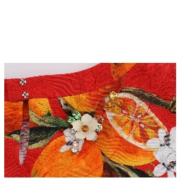 Orange Print Crystal-Embellished Blouse