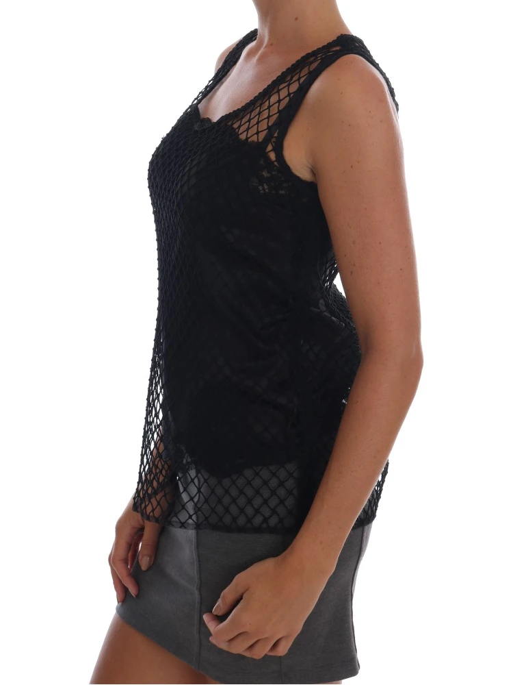 Black Silk Mesh Floral Lace Top alternative