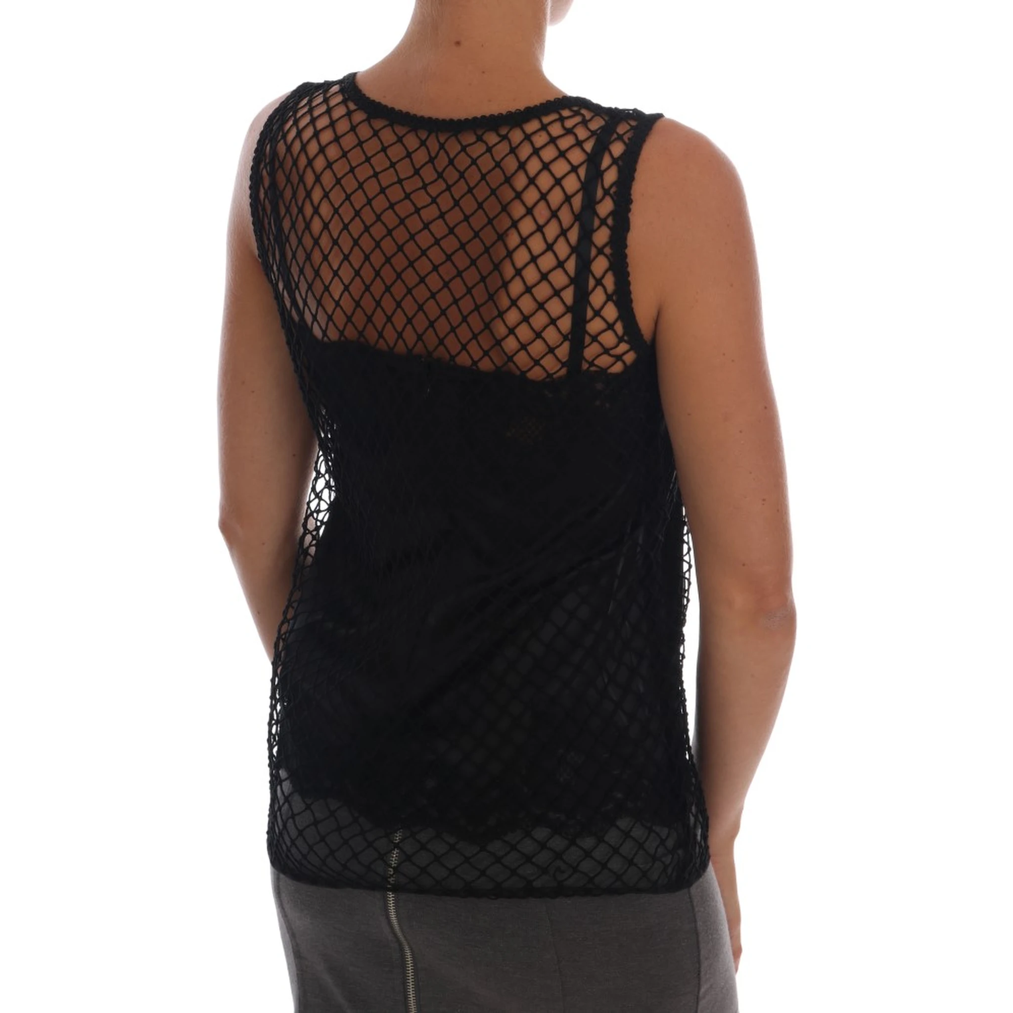 Black Silk Mesh Floral Lace Top