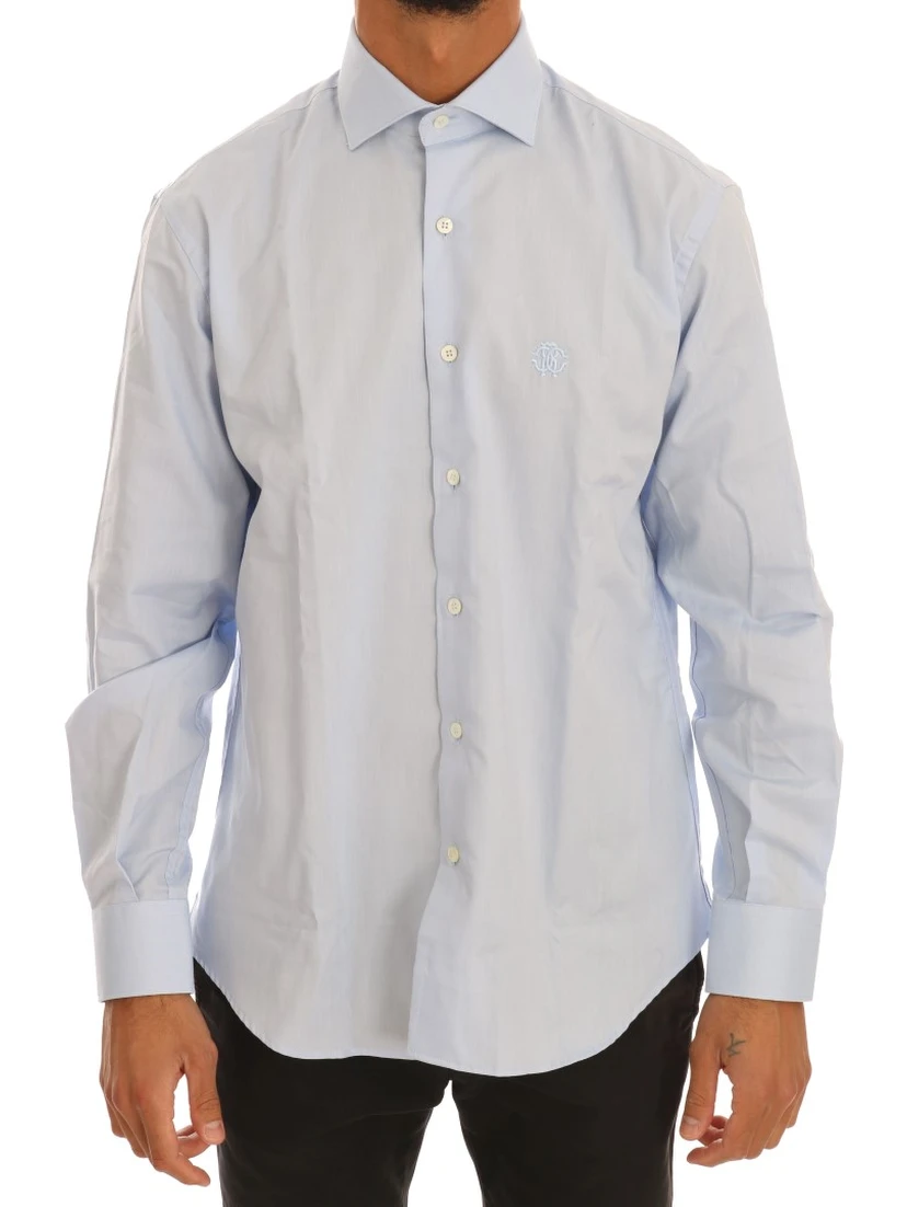 Light Blue Cotton Slim Fit Dress Shirt