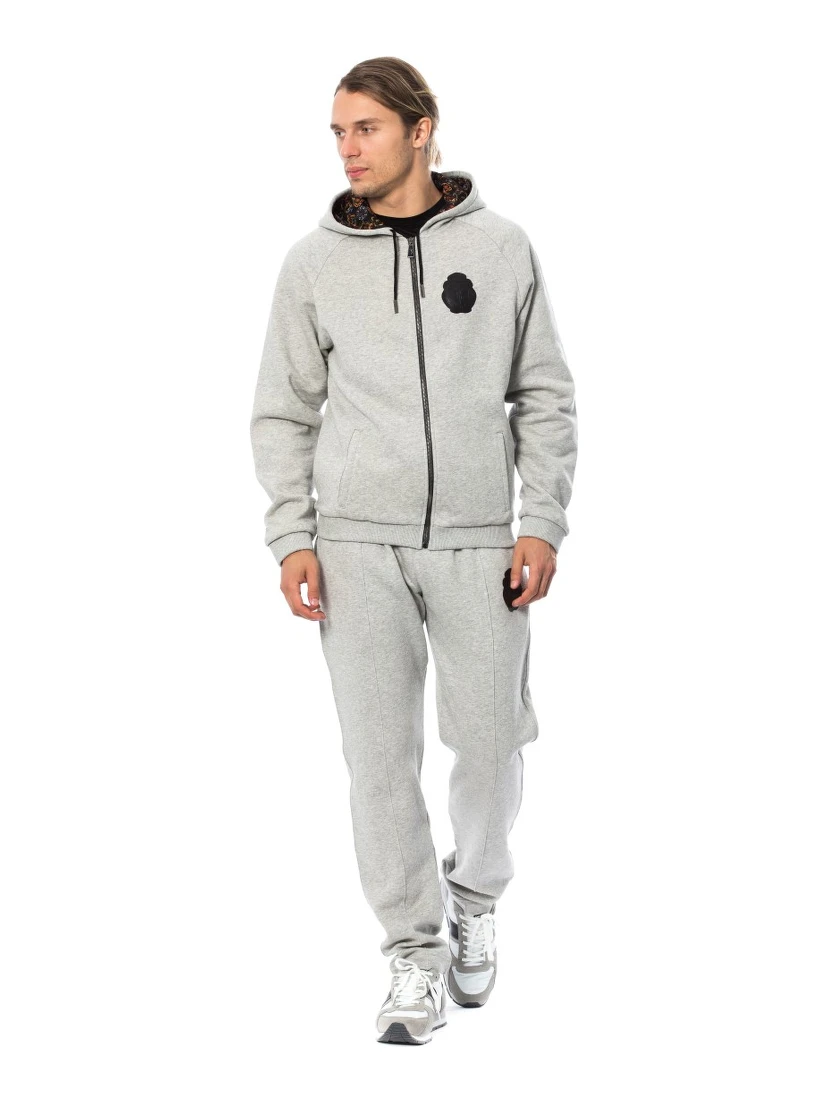 Gray Cotton Hooded Sweatsuit