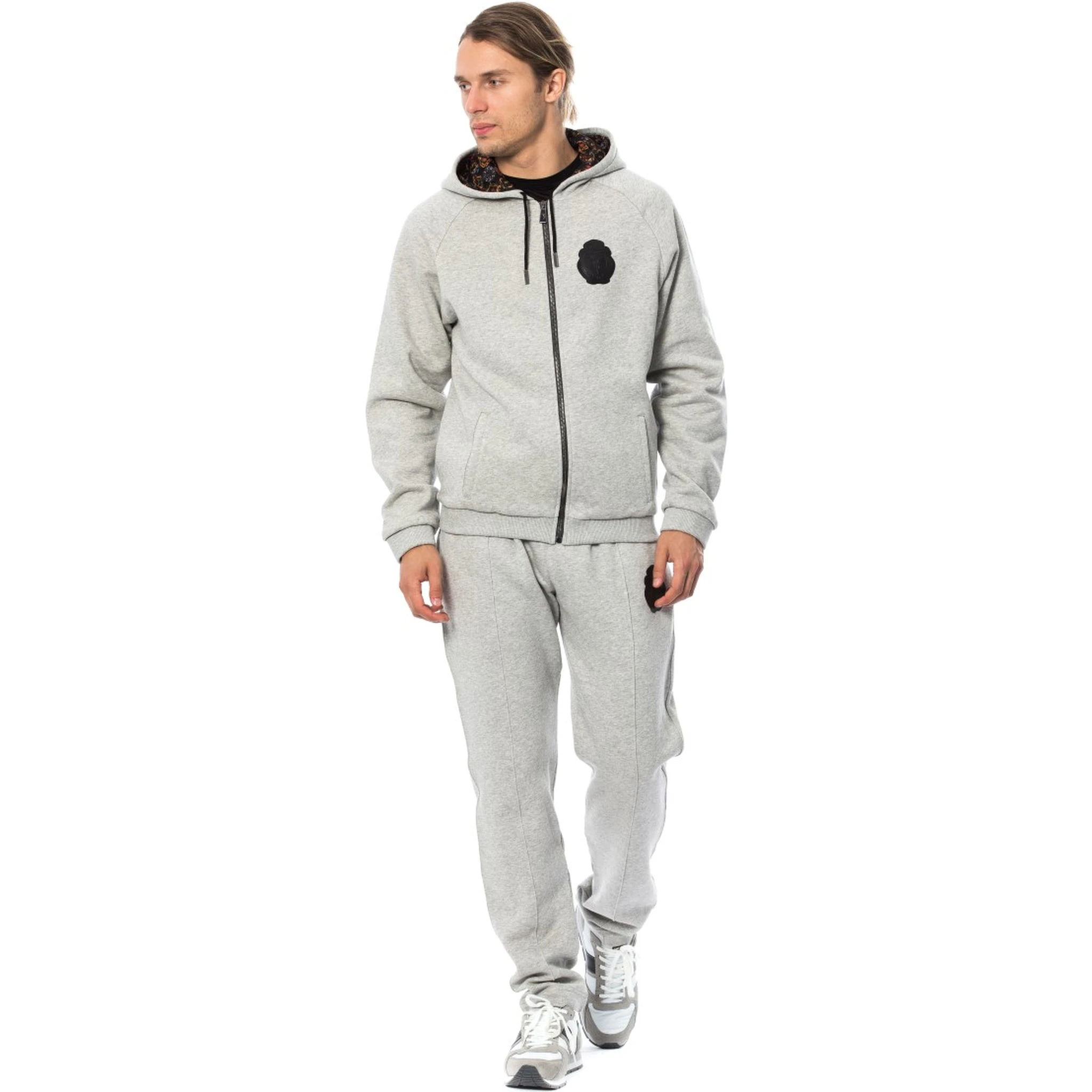 Gray Cotton Hooded Sweatsuit