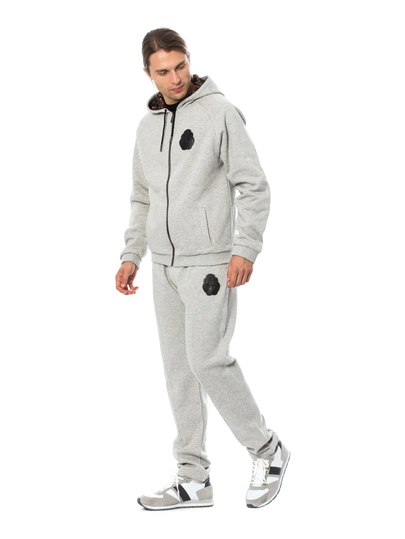 Gray Cotton Hooded Sweatsuit