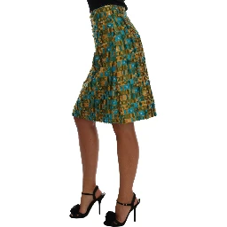 Multicolor Jacquard Straight Pencil Skirt