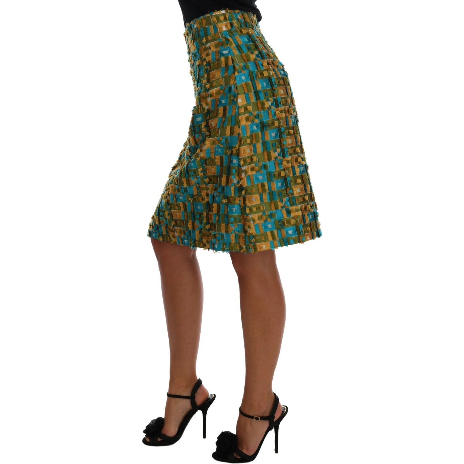 Multicolor Jacquard Straight Pencil Skirt