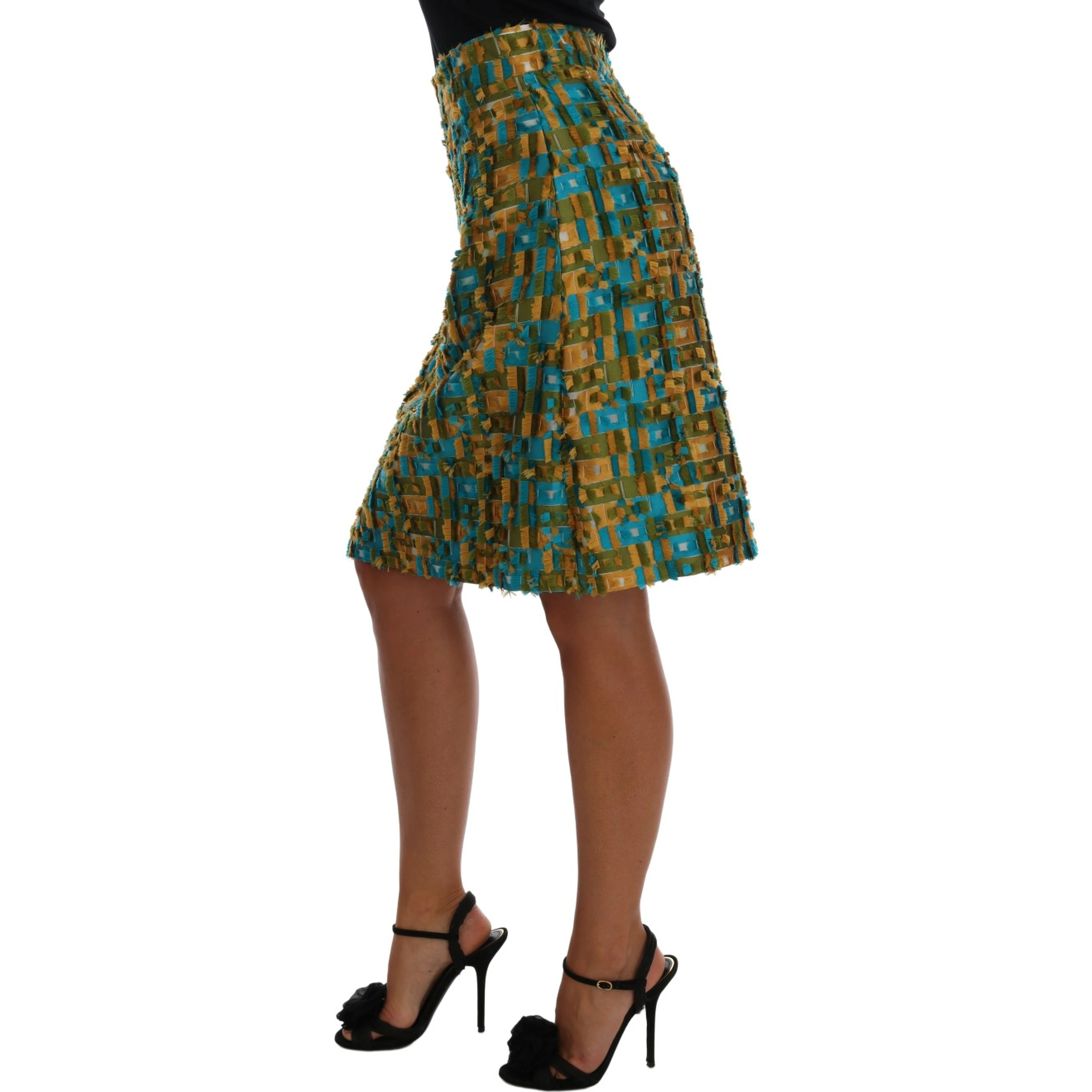 Multicolor Jacquard Straight Pencil Skirt