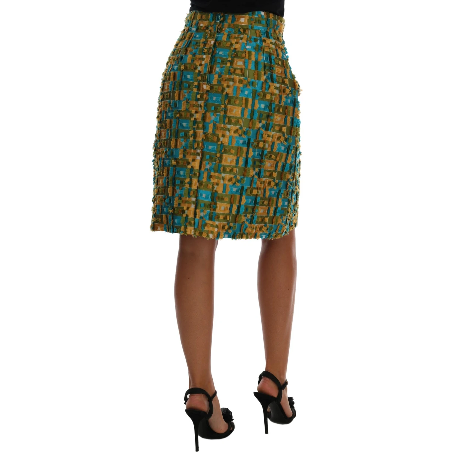 Multicolor Jacquard Straight Pencil Skirt