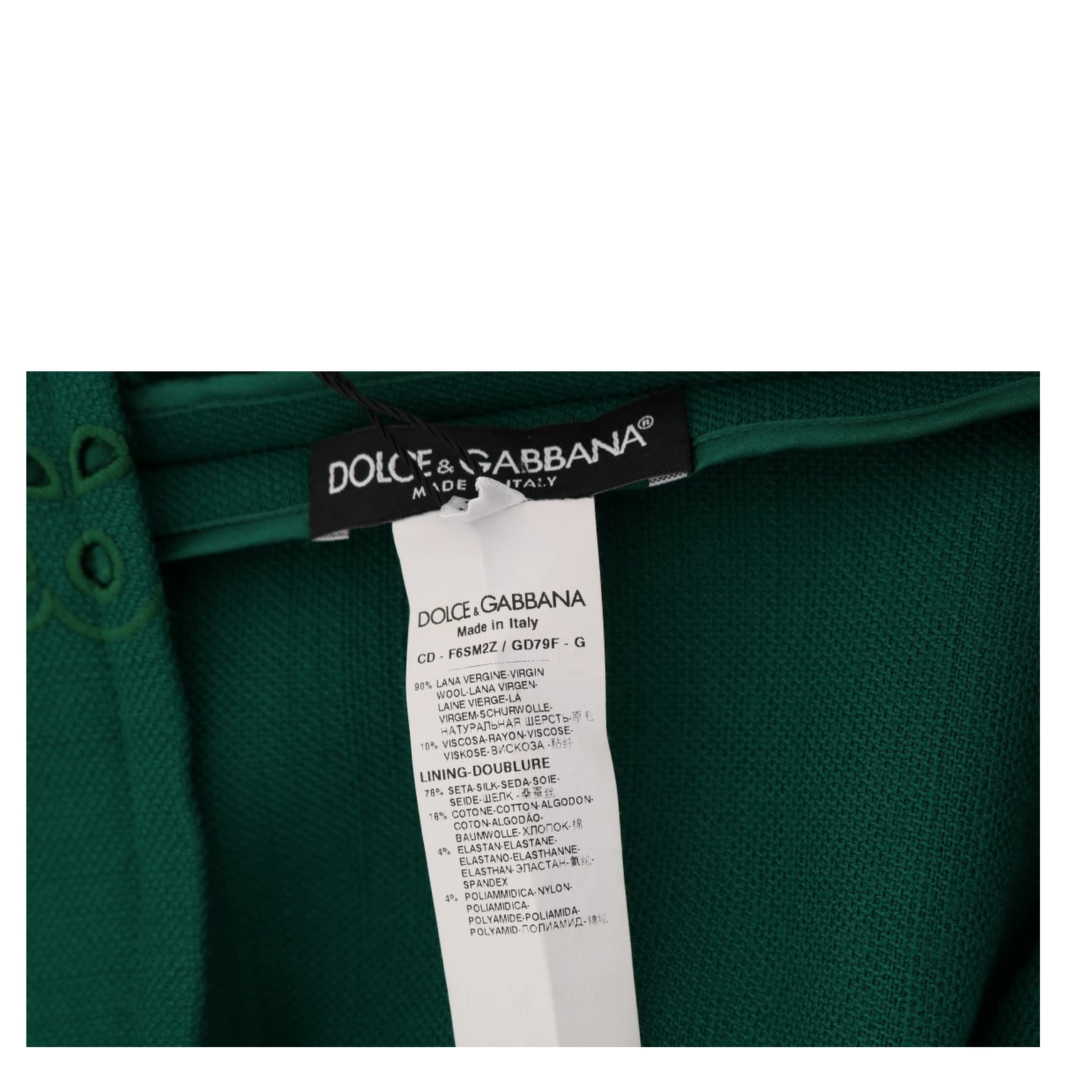 Green Floral Cutout Silk Wool Dress