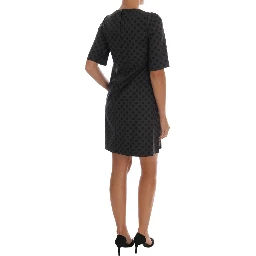 Gray Polka Dotted Wool Stretch Dress