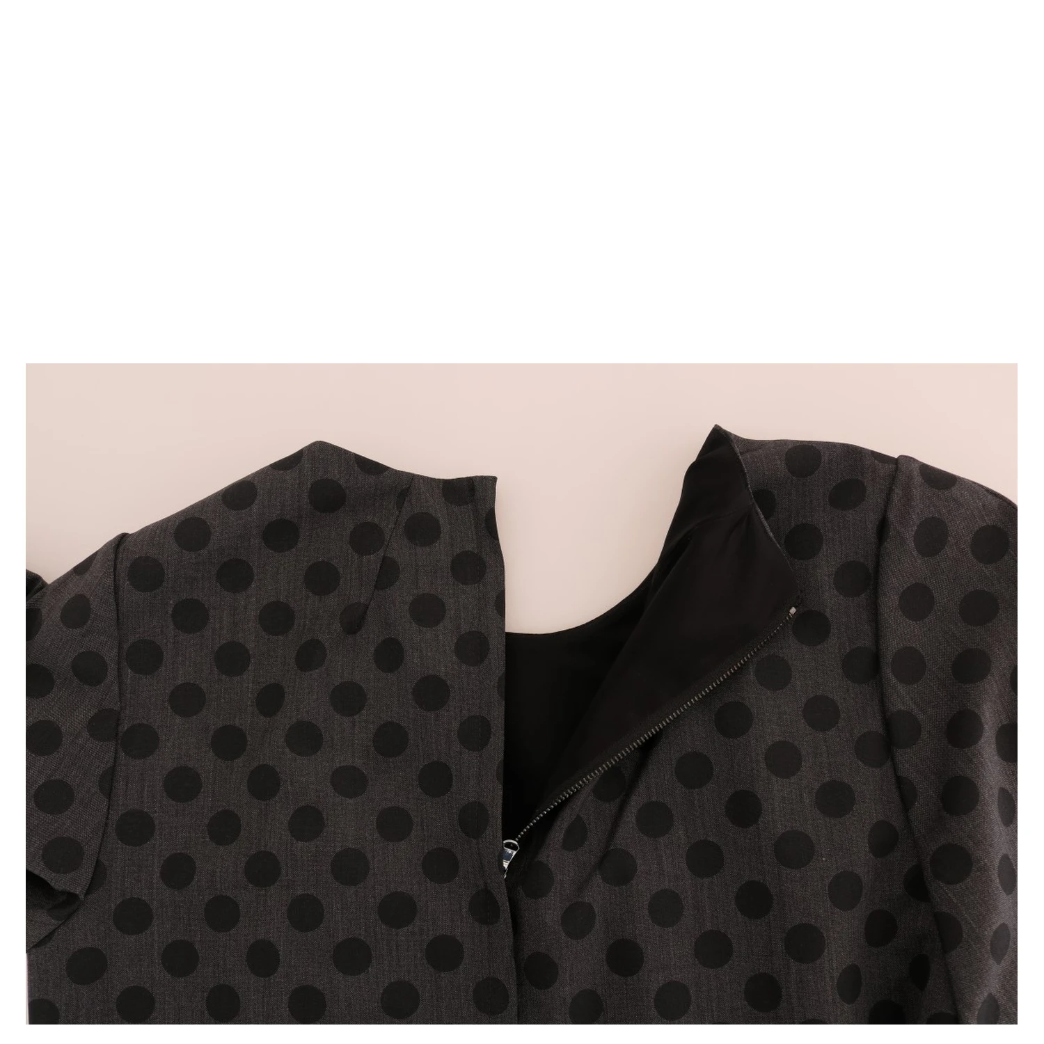 Gray Polka Dotted Wool Stretch Dress