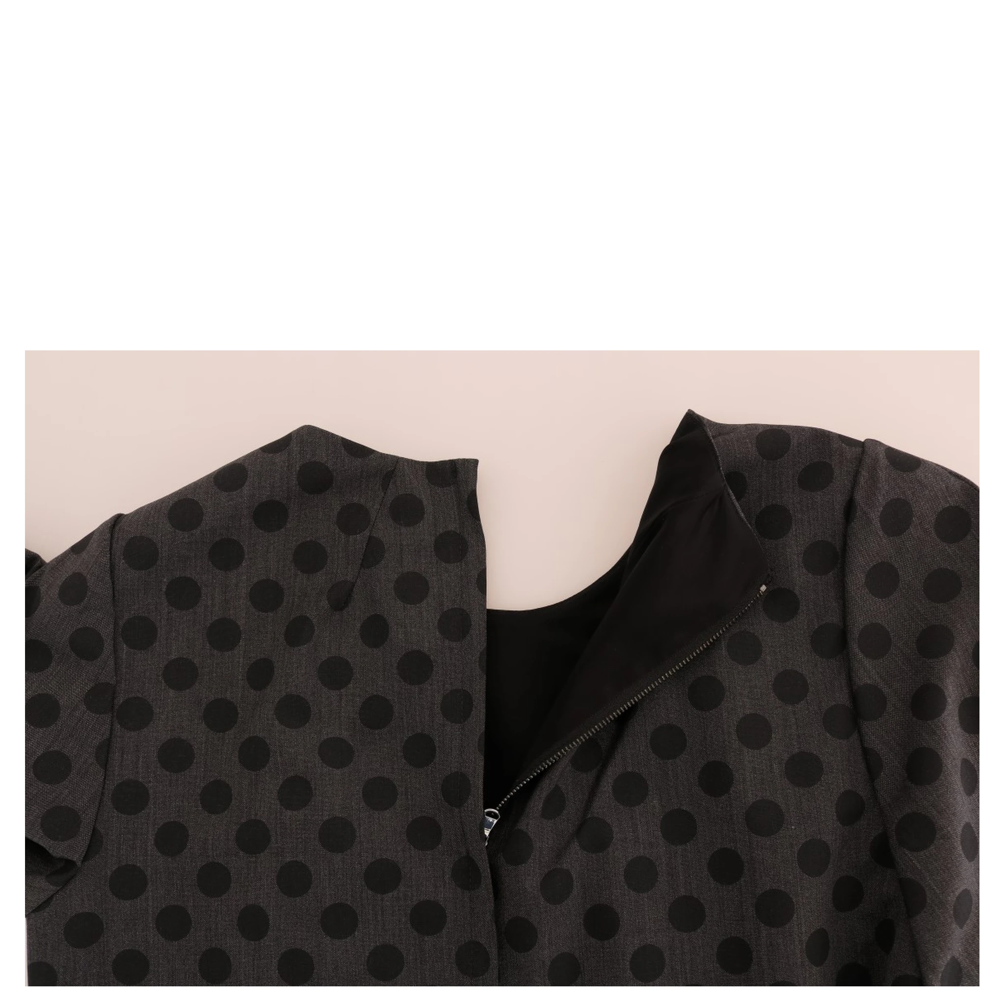 Gray Polka Dotted Wool Stretch Dress