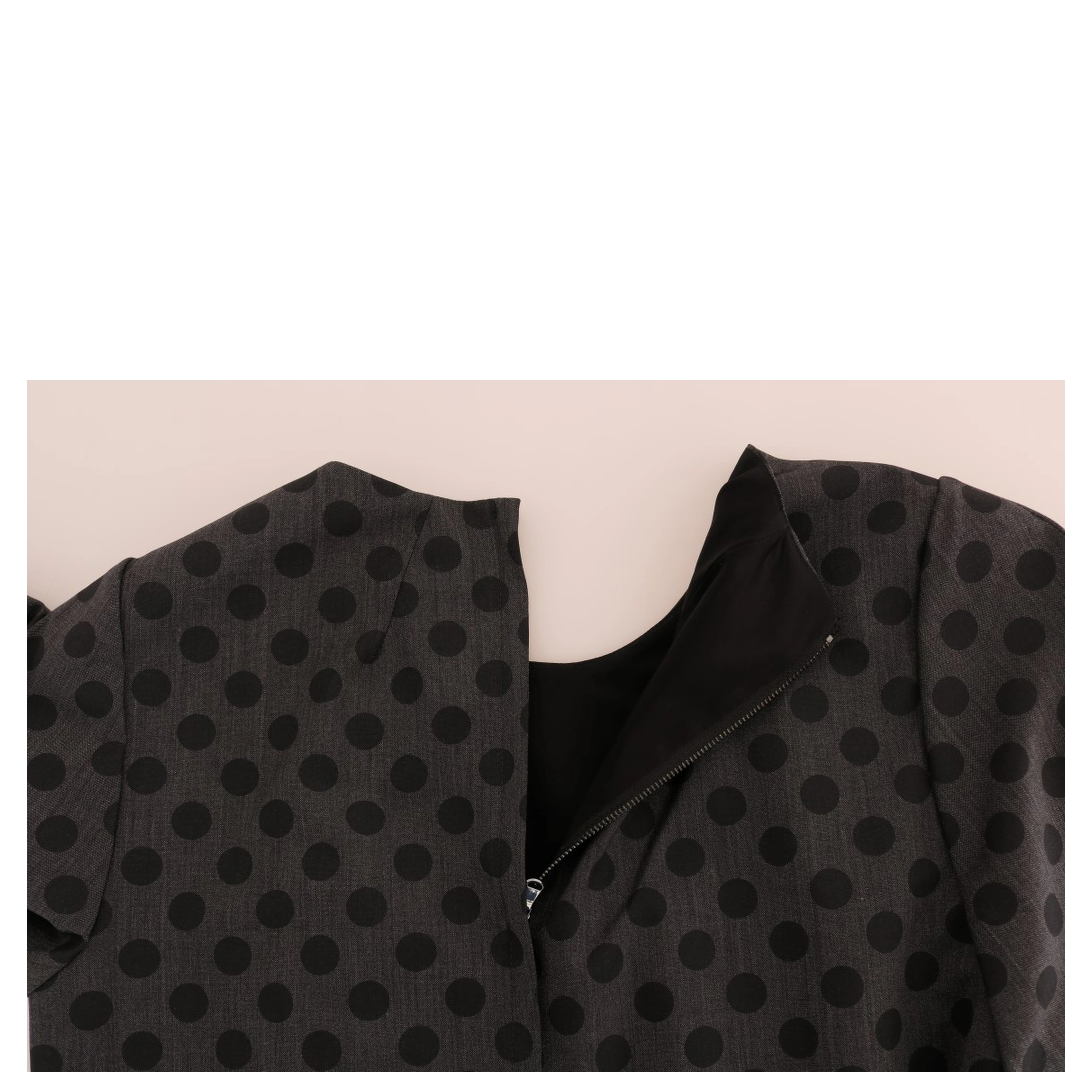 Gray Polka Dotted Wool Stretch Dress