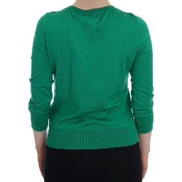 Green Silk Crystal Banana Sweater