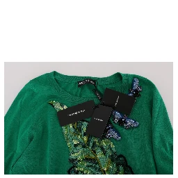 Green Silk Crystal Banana Sweater