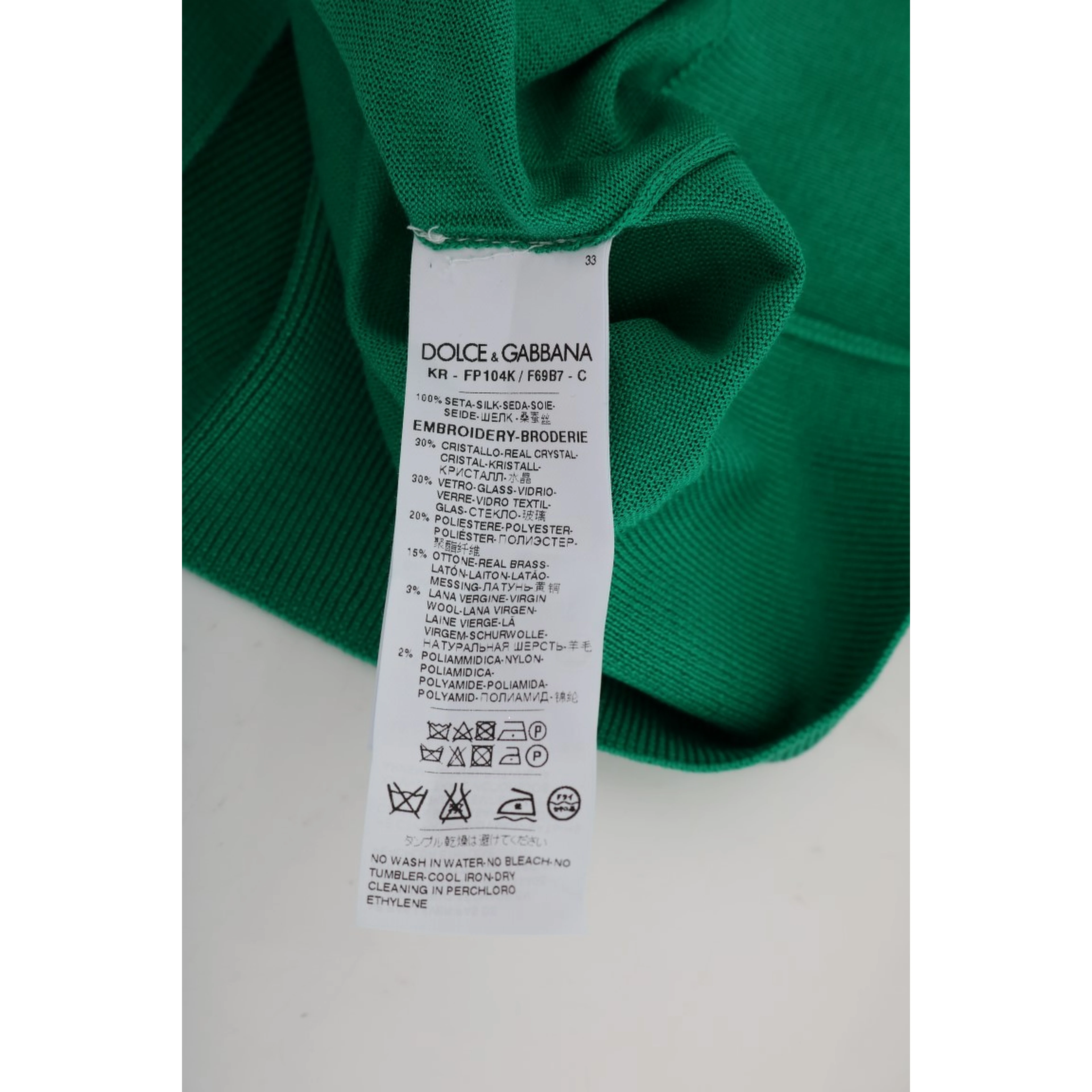 Green Silk Crystal Banana Sweater