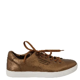 Gold Leather Mens Casual Sneakers
