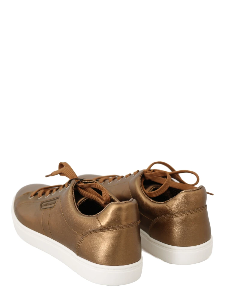 Gold Leather Mens Casual Sneakers alternative