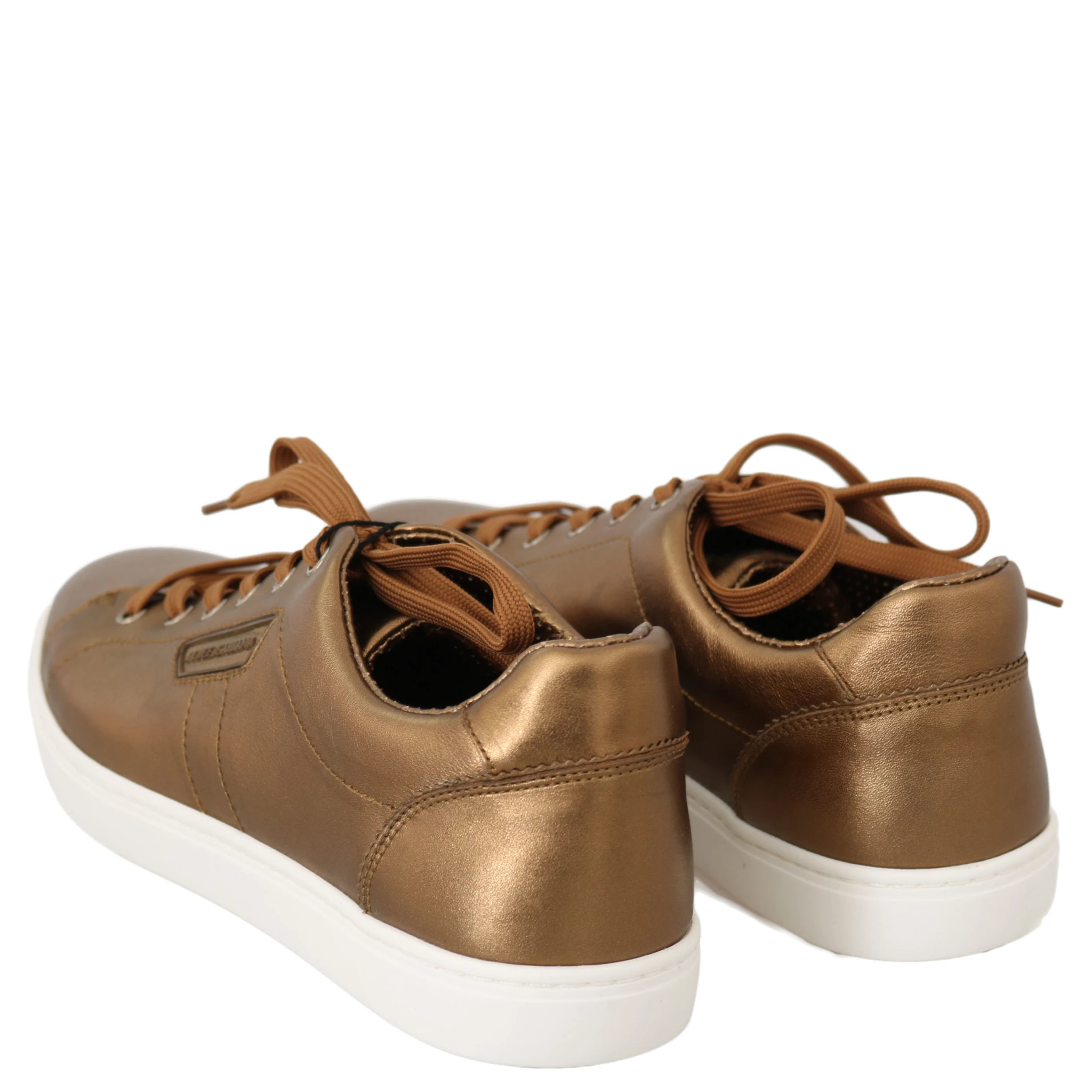 Gold Leather Mens Casual Sneakers