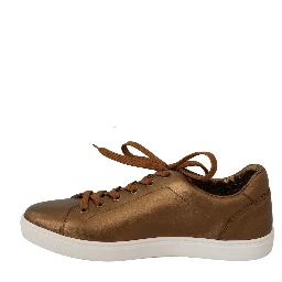 Gold Leather Mens Casual Sneakers