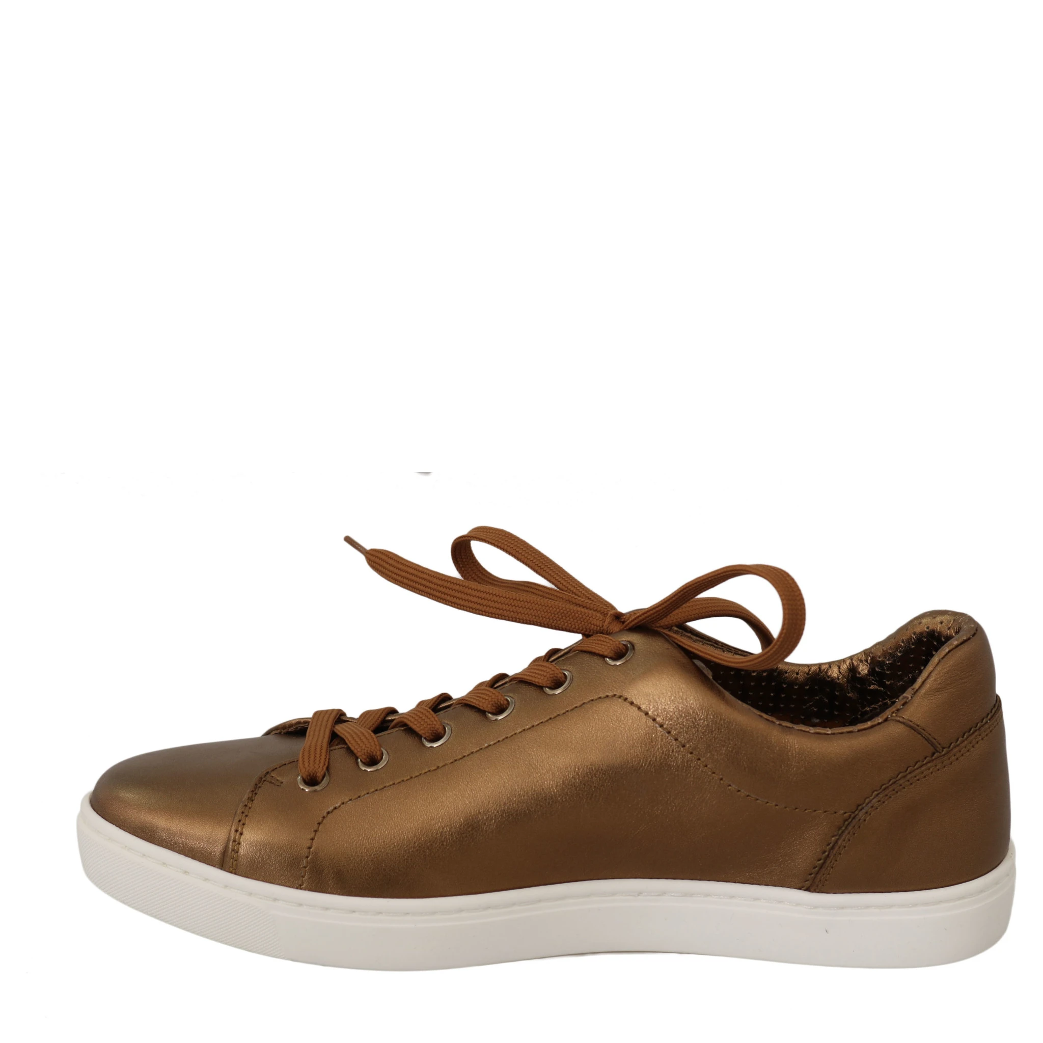 Gold Leather Mens Casual Sneakers