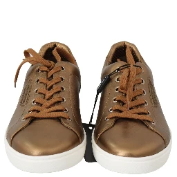 Gold Leather Mens Casual Sneakers