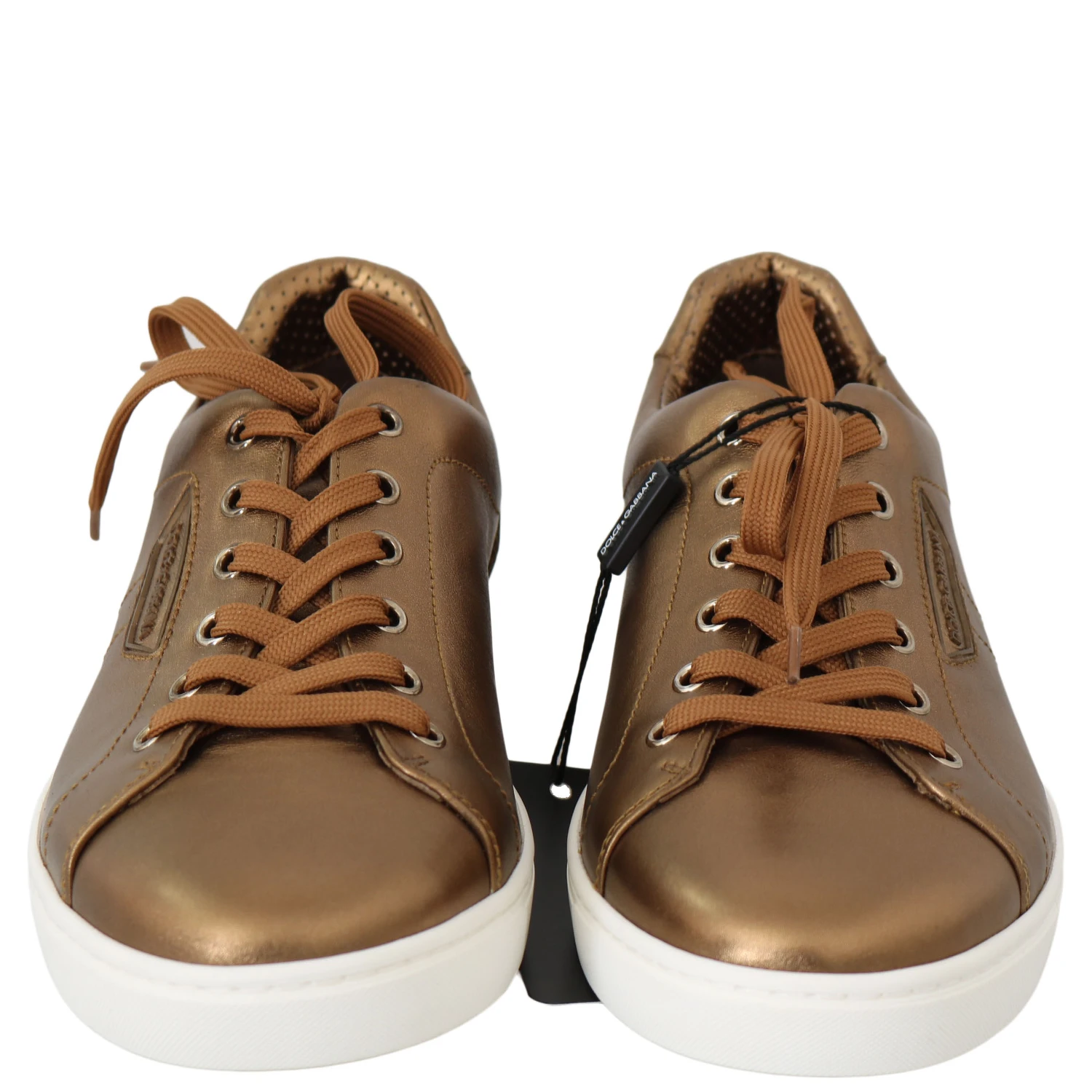 Gold Leather Mens Casual Sneakers