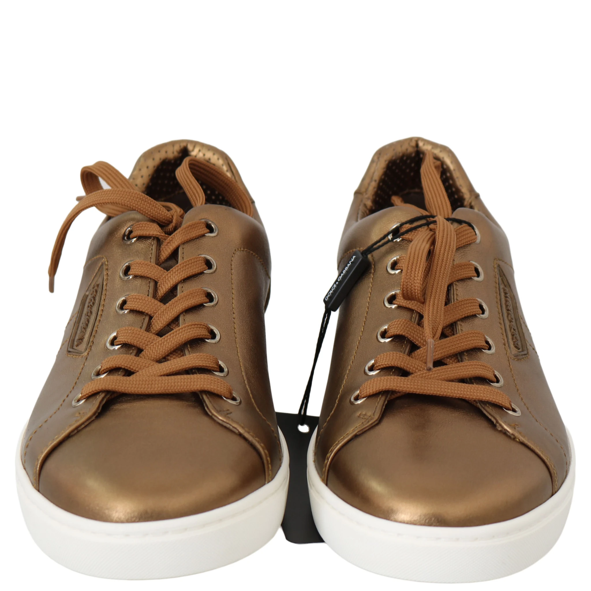 Gold Leather Mens Casual Sneakers