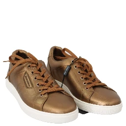 Gold Leather Mens Casual Sneakers