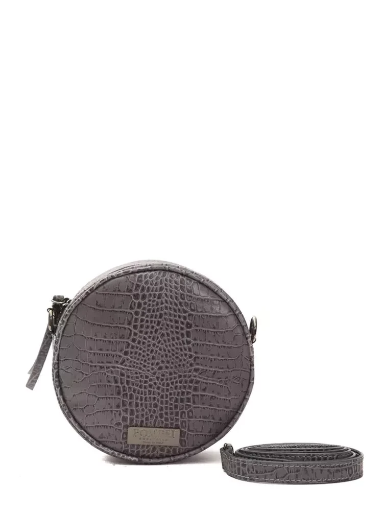 Gray Leather Crossbody Bag