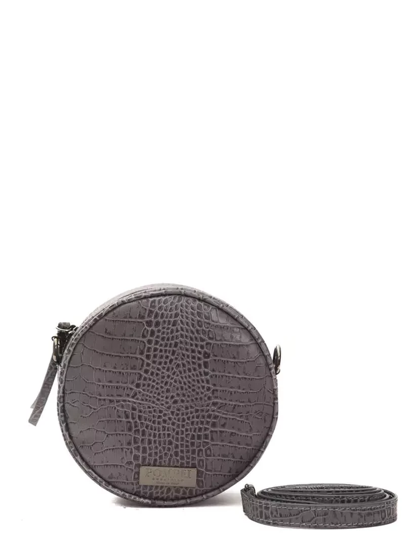 Gray Leather Crossbody Bag