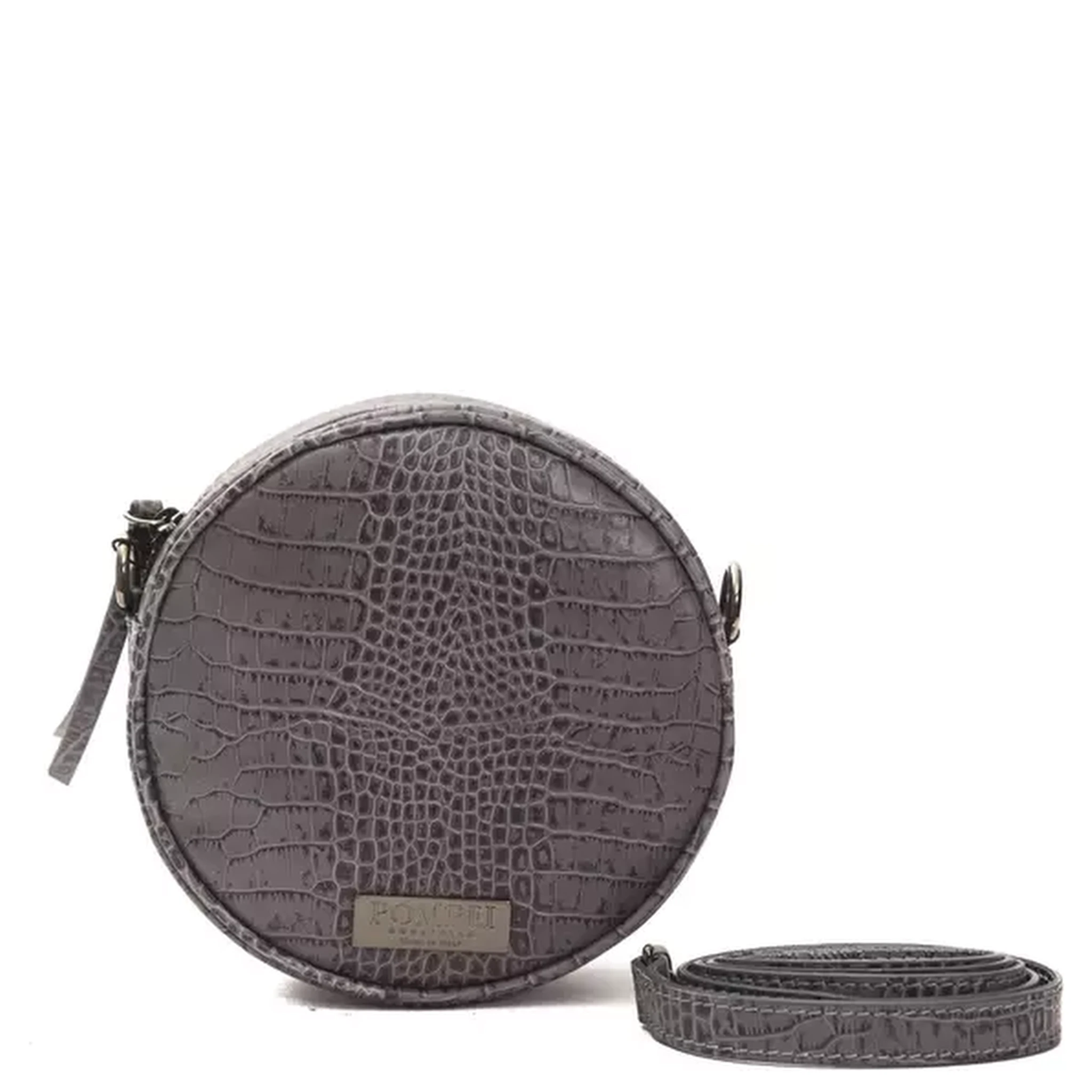 Gray Leather Crossbody Bag