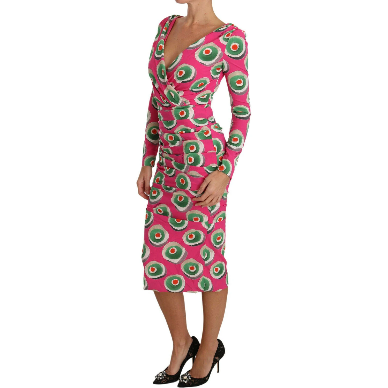 Pink Silk Cup Cake Sheath Stretch  Dress