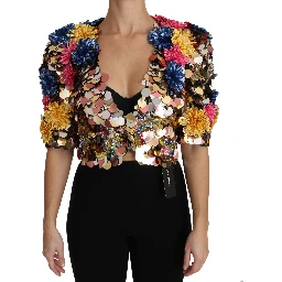 Crystal Sequined Floral Jacket Coat