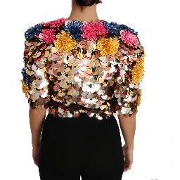 Crystal Sequined Floral Jacket Coat