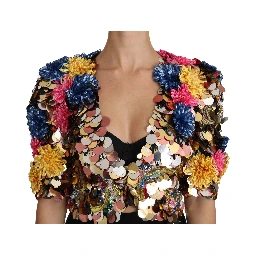 Crystal Sequined Floral Jacket Coat