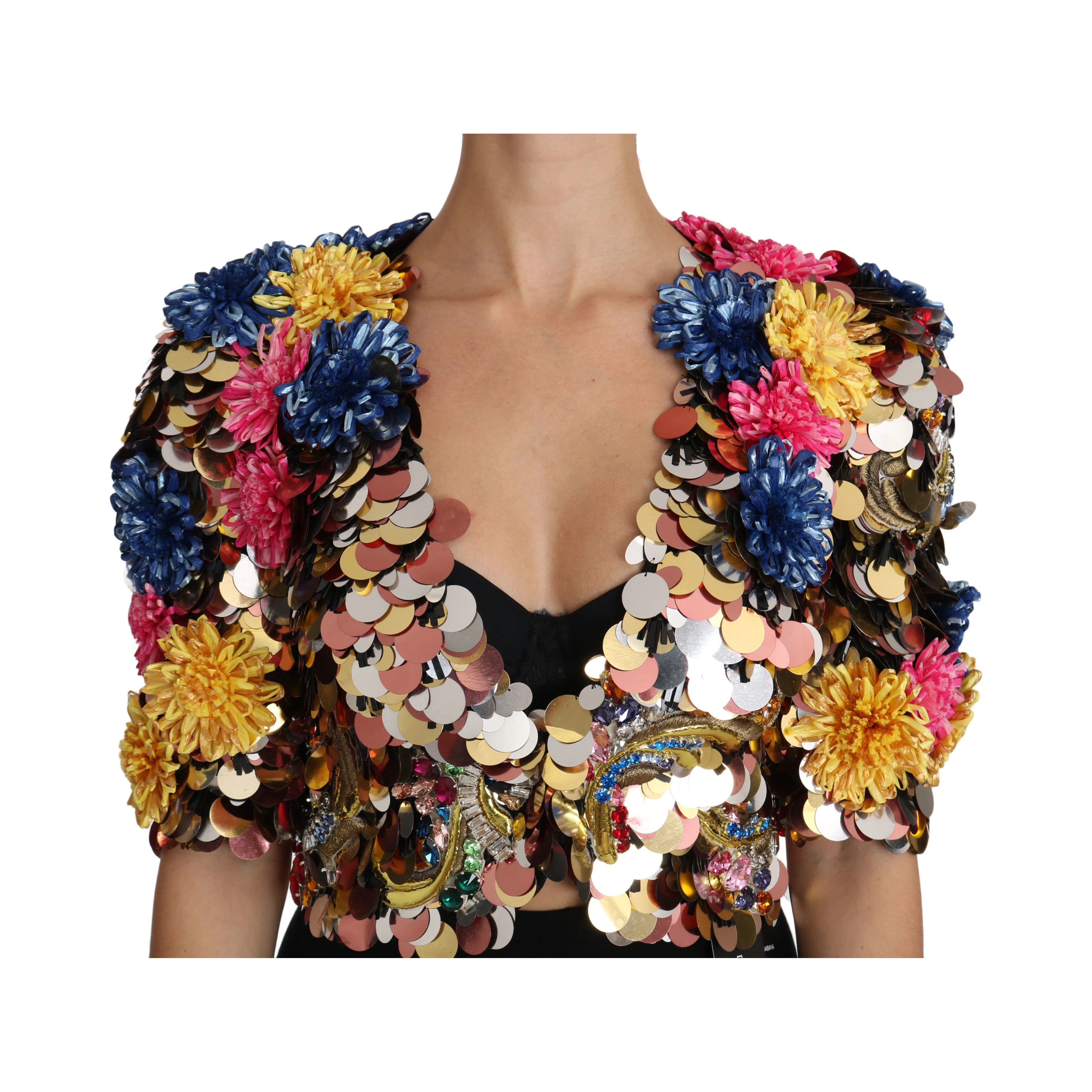 Crystal Sequined Floral Jacket Coat