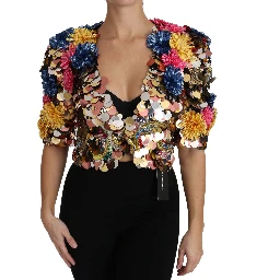 Crystal Sequined Floral Jacket Coat