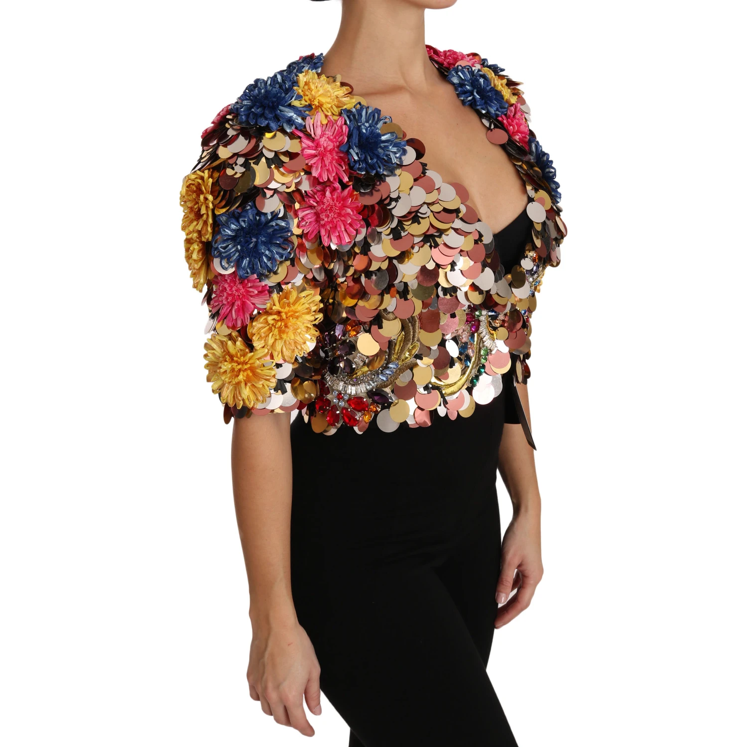 Crystal Sequined Floral Jacket Coat