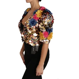 Crystal Sequined Floral Jacket Coat