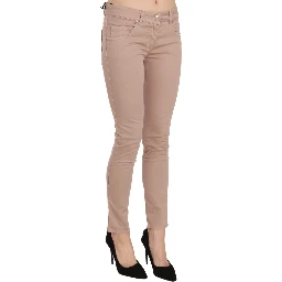 Brown Low Waist Slim Fit Skinny Cotton Pants