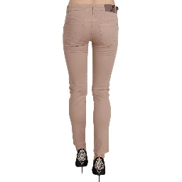 Brown Low Waist Slim Fit Skinny Cotton Pants