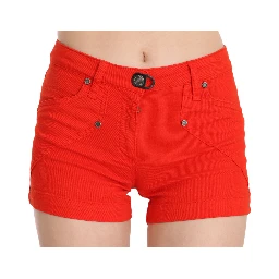 Orange Mid Waist Cotton Denim Mini
