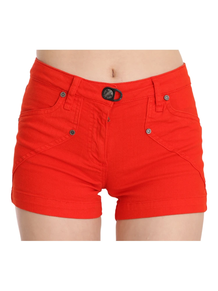 Orange Mid Waist Cotton Denim Mini