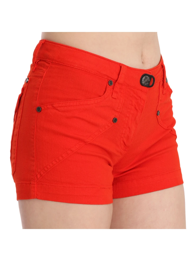 Orange Mid Waist Cotton Denim Mini
