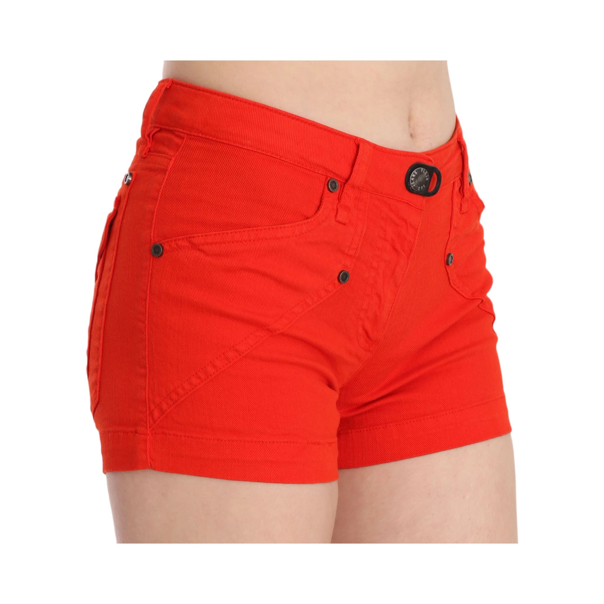 Orange Mid Waist Cotton Denim Mini