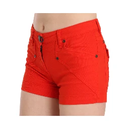 Orange Mid Waist Cotton Denim Mini