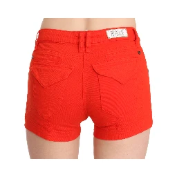 Orange Mid Waist Cotton Denim Mini